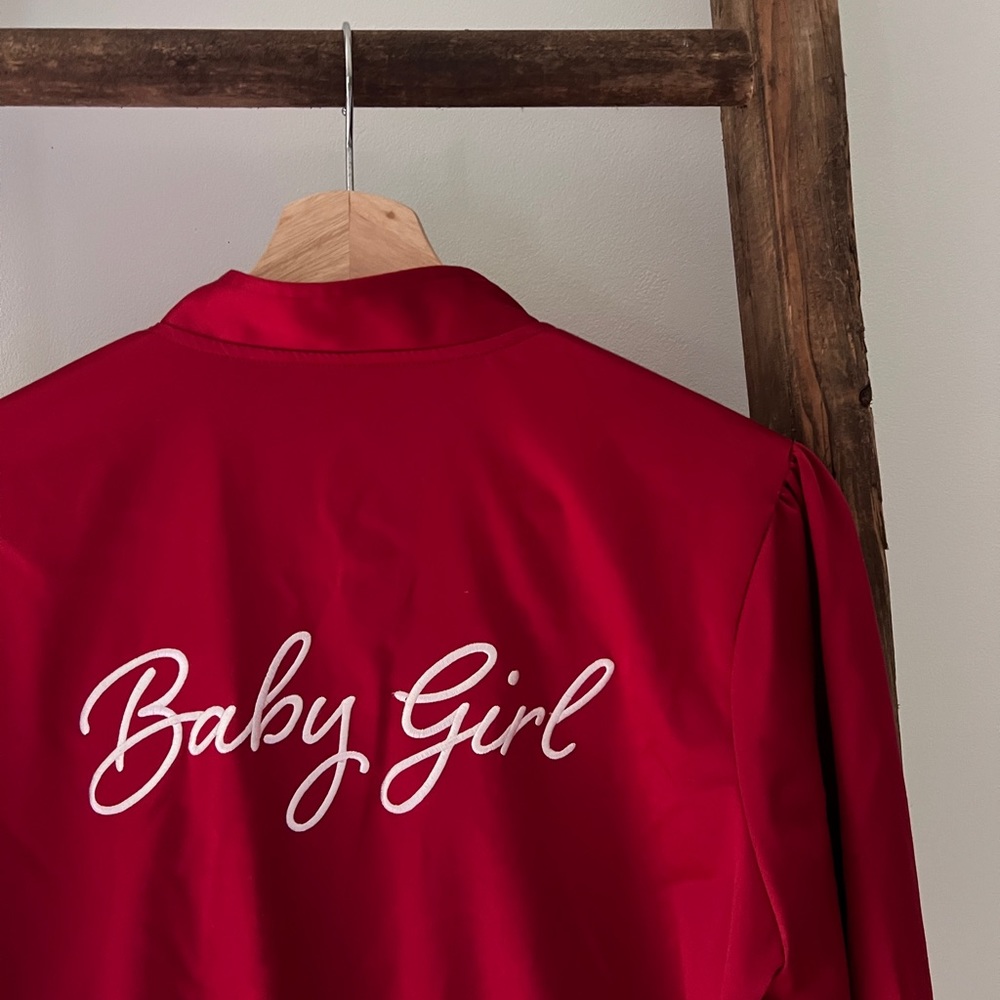 Baby Girl Red Bomber Jacket